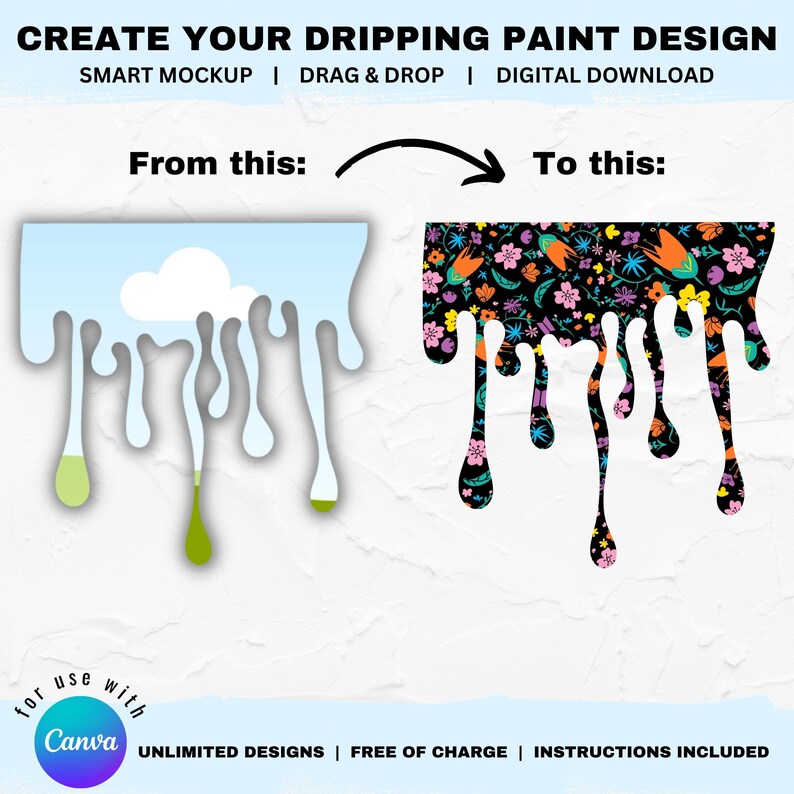 Dripping Paint Canva Mockup Bundle: Drag & Drop Photo/video Frame ...