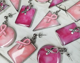 Pink Ribbon Earrings: Breast Cancer Awareness, Surgical Steel