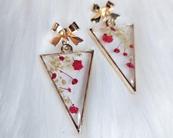 Botanical Resin Earrings, 100% Natural Pressed Flowers