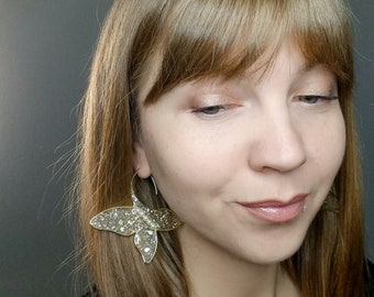 BUTTERFLY HOOP EARRINGS, New Years, Carnival Season Earrings, Hypoallergenic, Handmade, Gifts for Her