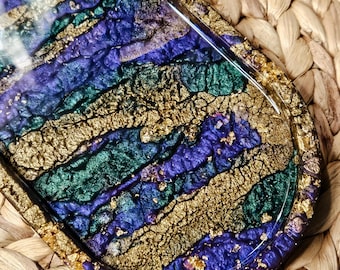 Handmade Abstract Resin Jewelry Tray: Elegant Vanity Decor