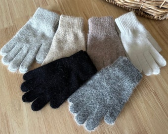 Gants en laine pour femmes, gants d'hiver, gants doux, gants femme, gants tricotés, gants beiges, gants noirs, gants pour femmes