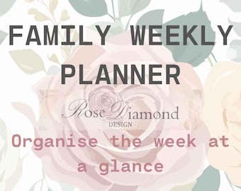 Family Weekly Planner Printable | A4 Schedule, Meal & To-Do List (Digital Download)