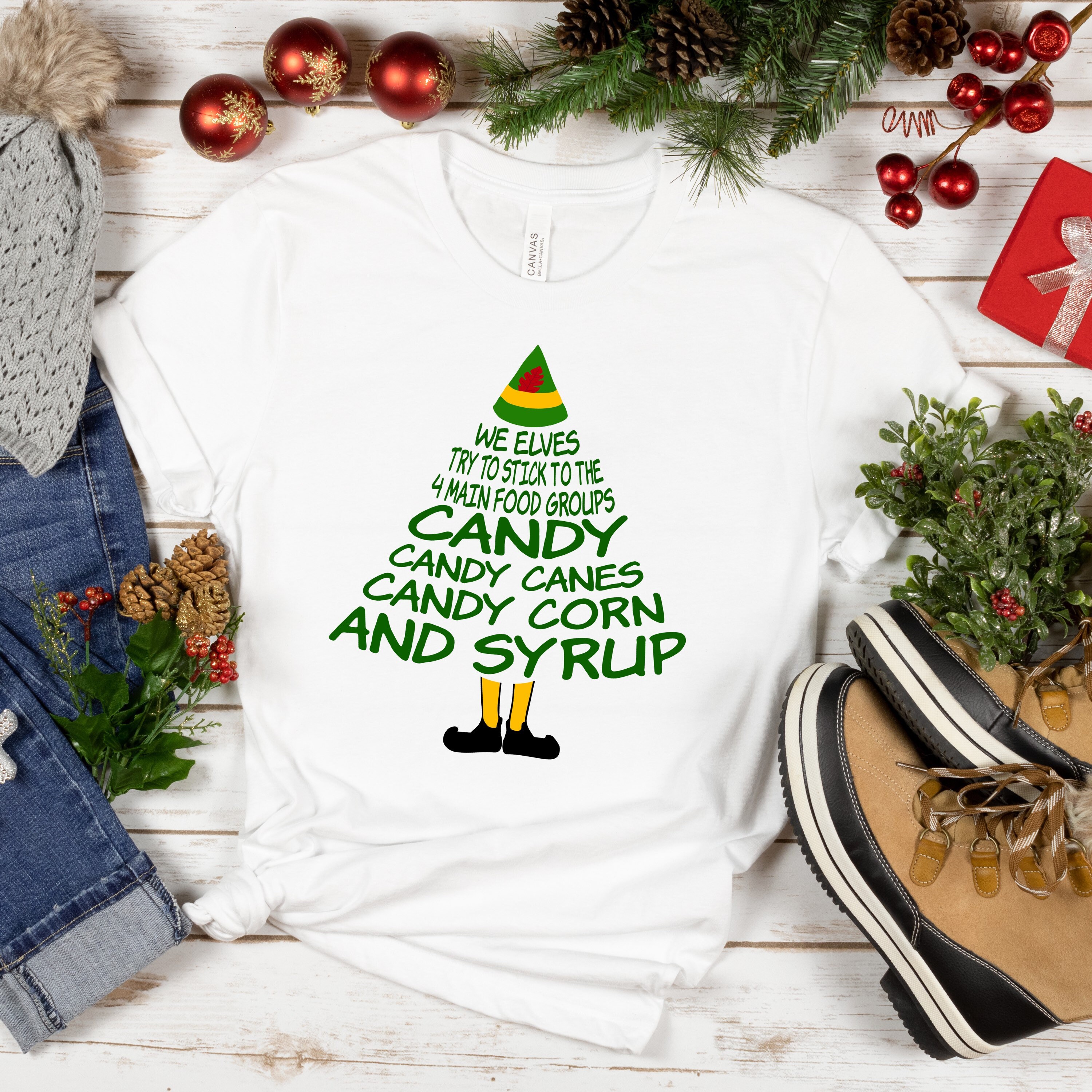 Four Main Food Groups Elf Christmas T-Shirt Four Main Food Groups Elf Christmas T-Shirt
