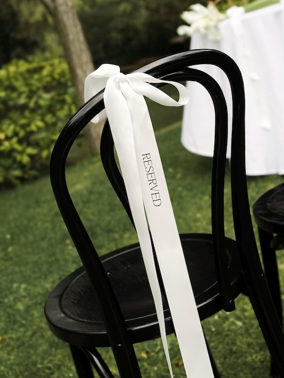 Reserved Chair Ribbon – 3m Wedding Chair Bow | Personalised Luxury Satin Ceremony Seating Decor