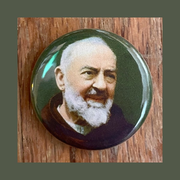 Padre Pio 1.25" pinback button, Catholic Saint, Franciscan Friar, monk, Christian, religious pin