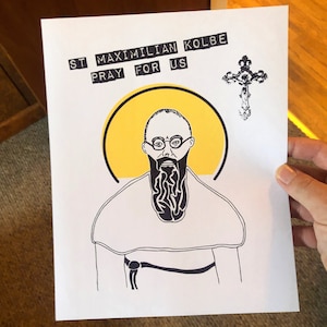 St. Maximilian Kolbe Art Print / stampa santo / Arte cattolica