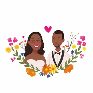Custom couple portrait | wedding portrait | digital portrait | cartoon portrait | wedding card invitation | cute couple portrait |