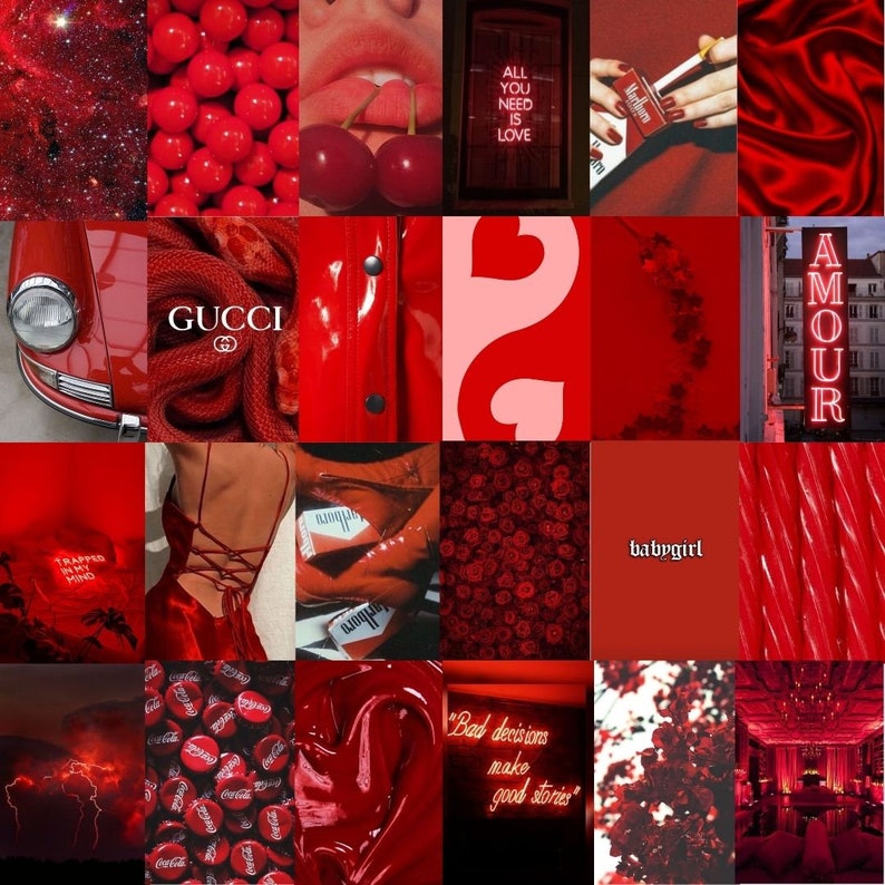 Ultimate Red Aesthetic Collage Kit for Photo Wall 100 Hand Selected ...