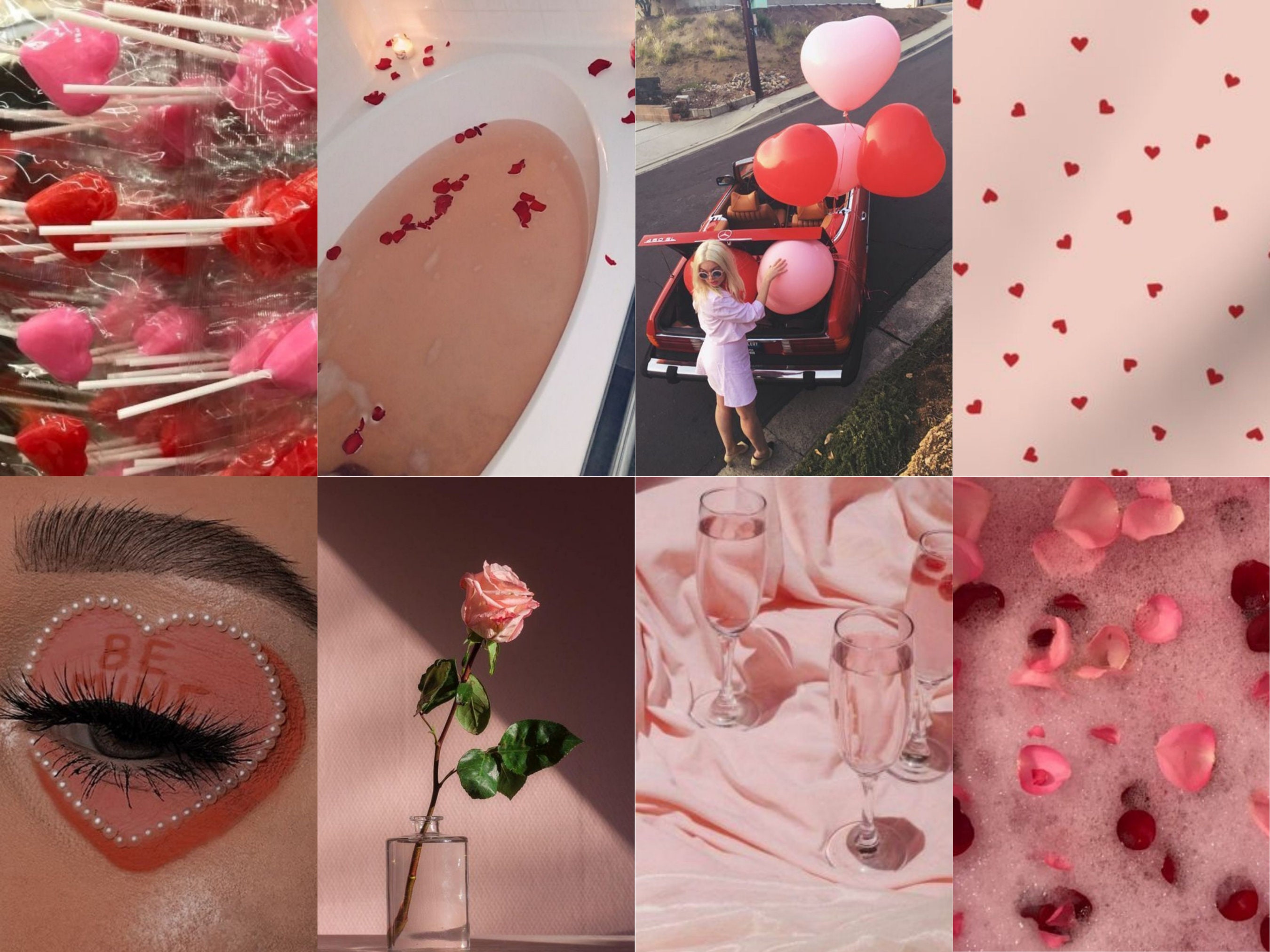 Pink Valentines Day Aesthetic Collage Kit Pink Valentine Theme