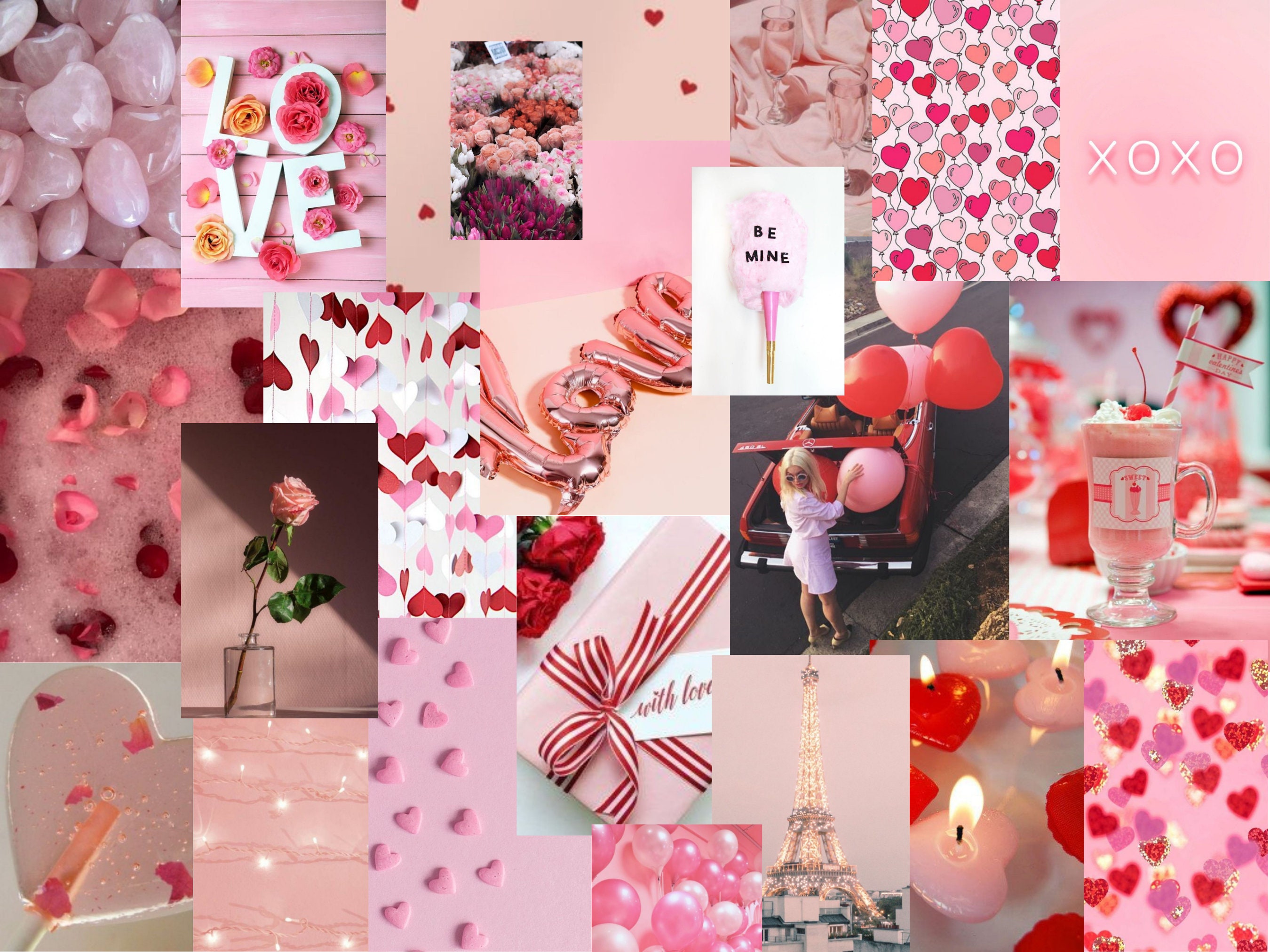 Pink Valentines Day Aesthetic Collage Kit Pink Valentine Theme Photo Wall Valentines  Day Decorations Valentines Art DIGITAL DOWNLOAD 