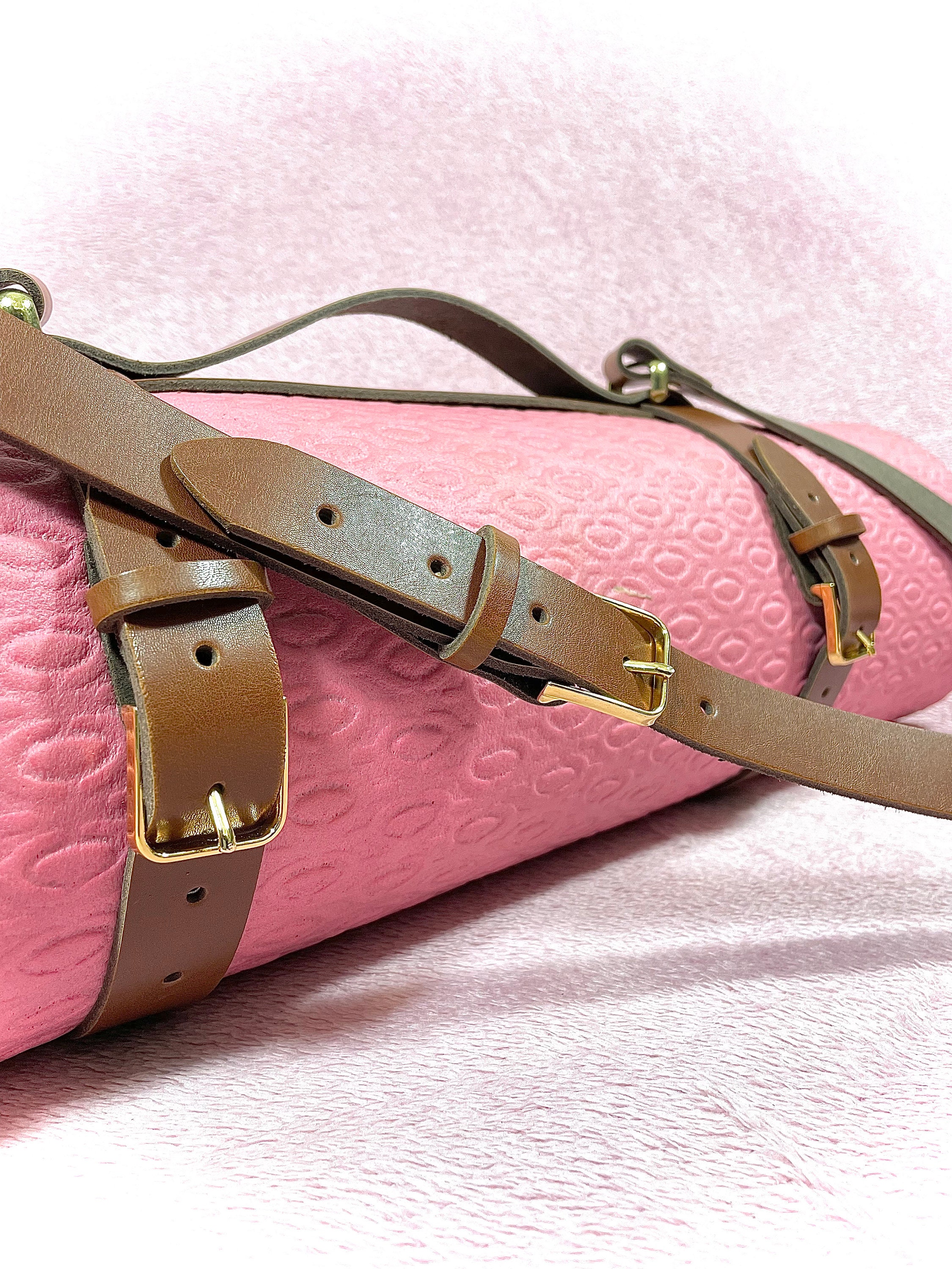 Leather gym mat strap and carry handle
