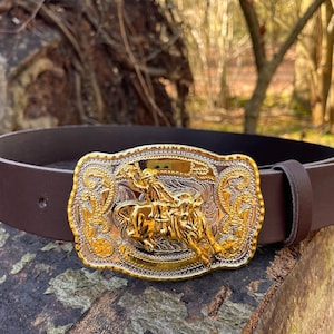 Mens Western cowboy brown leather Belt Country and western, horse riding, rodeo Leather Belt.
