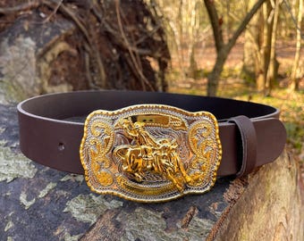 Western Cowboy Belt, SOLID LEATHER, Boho Flural, Rodeo Belt  display picture 2