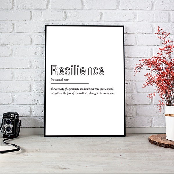 Resilience | Definition Print | Quote | Wall Print | Home Décor | Poster | Minimal | Black and White