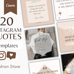 20 Quotes Fashion E-Commerce Instagram Business POSTS Templates - Neutral Canva Graphics for Products Shops - Sayings, Quote
