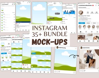 Instagram Profile Mockup Templates: Feed, Reels, Posts (Canva Editable)