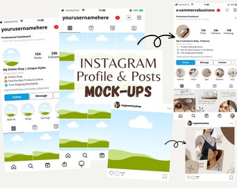 Instagram Profile Mock-up Editable Canva Templates for Feed, Reels & Posts - Mobile IG Mockup Social Media Feed Planner - White Background