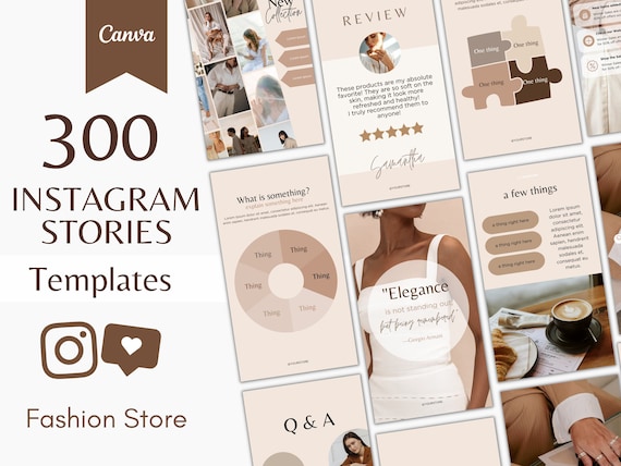 300 Neutral Fashion Instagram Story Templates: Minimalist Canva Graphics (PDF)