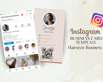 Design de modelo de cartão de visita, cartão de visita do Instagram, modelo de cartão de visita de penteado Canva - modelo de cartão de visita de penteado Instgram!