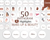 50 Makeup Instagram Highlight Covers: Beauty Profile Icons (Canva PDF)