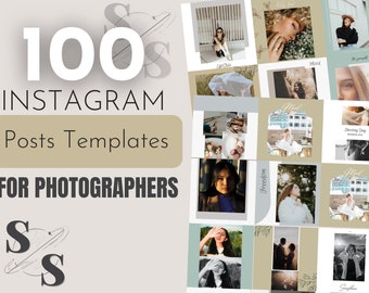100 Photography Instagram Post Templates: Neutral Canva Graphics (Digital Download)