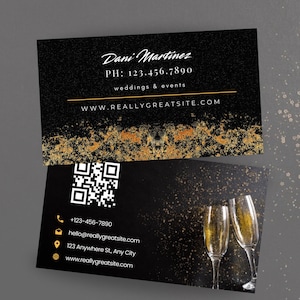 Modèle de carte de visite de mariage et d'événements, contact social, marketing d'événements ! Carte de visite de mariage, modèle de marketing de planificateur de mariage !