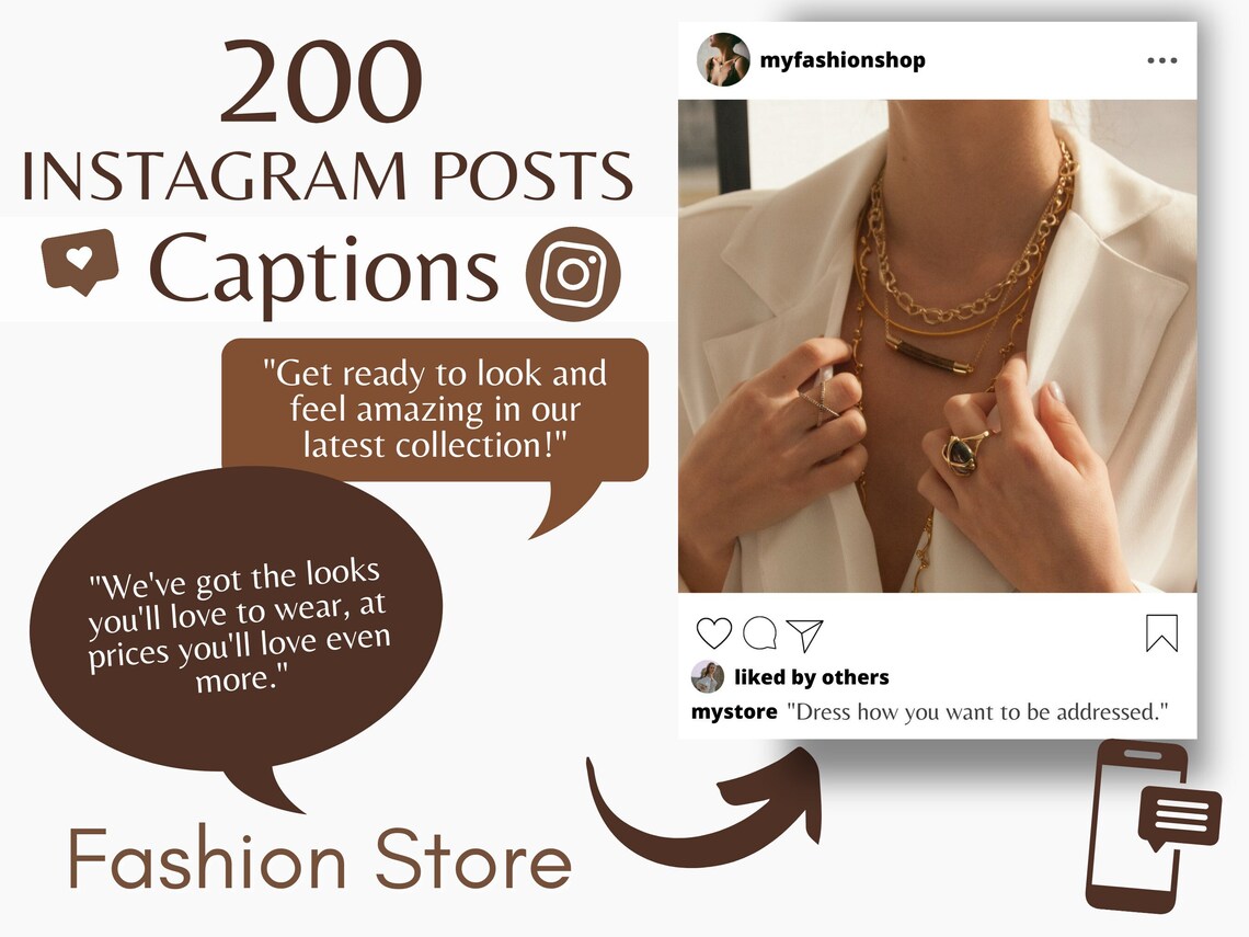 200 Instagram Captions Ideas/templates for Fashion Etsy