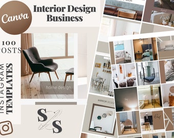Interior Design Instagram Post Templates: Social Media Graphics (PDF)