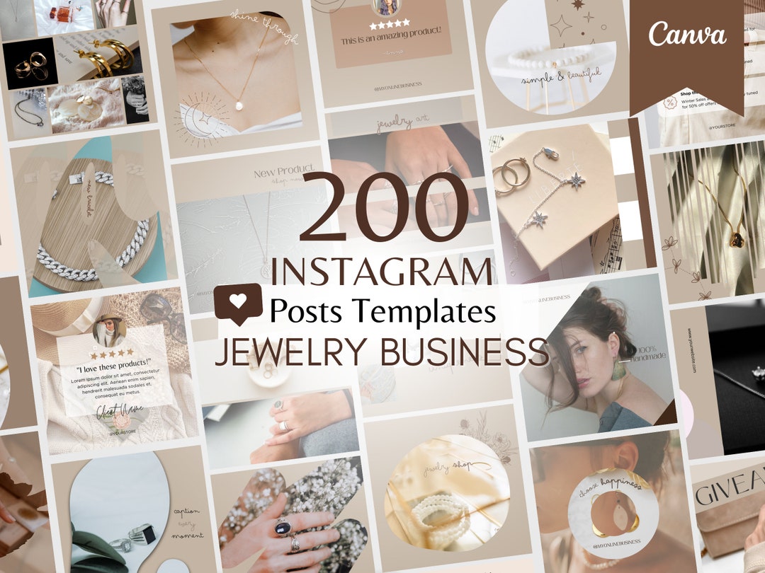 200 Instagram Posts Templates for Jewelry Business Neutral, Minimal ...