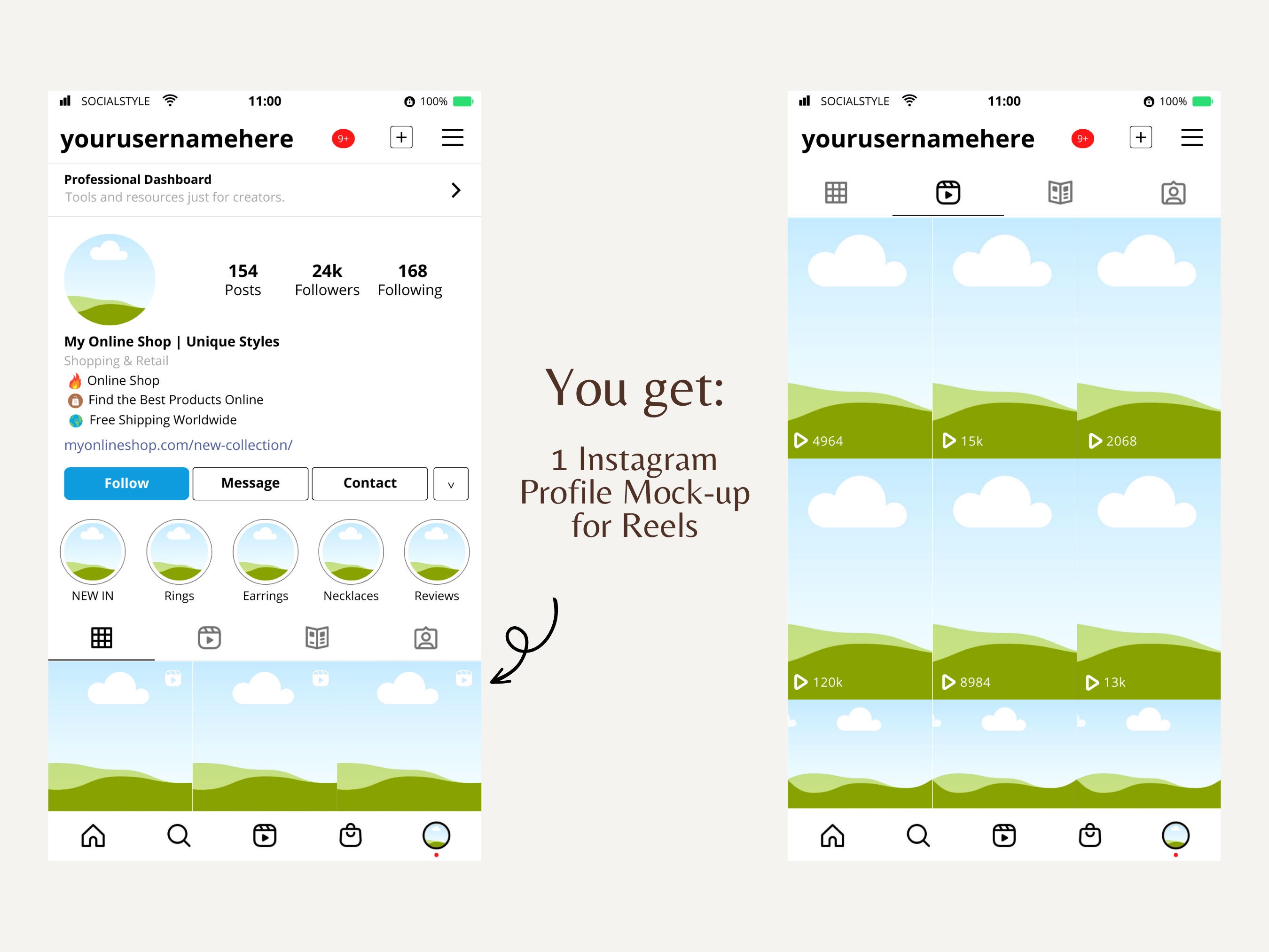 Instagram Profile Mockup Canva Templates Social Media Feed Planner 