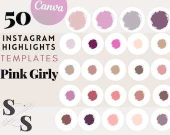 50 Pink Girly Instagram Highlights Covers Business Templates Minimal,Canva Grafiken-Social Media Icons für Pink Theme - Pink Highlights!