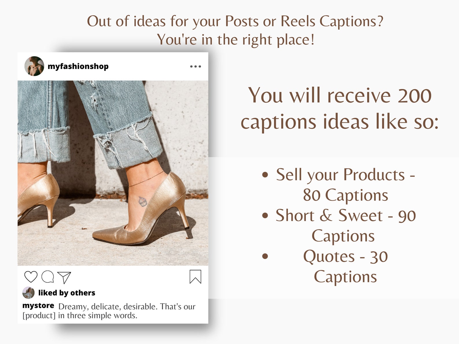 200 Instagram Captions Ideas/templates for Fashion Etsy
