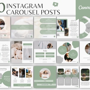 50 Pets Instagram Carousel Templates: Neutral Canva Posts (PDF)