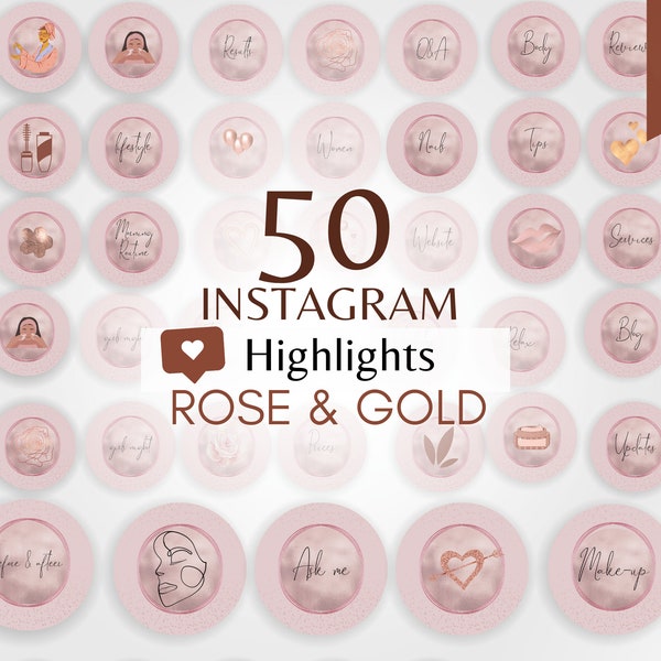 50 Instagram Story Highlight Icons - Instagram Stories - Instagram Story Covers - Rose Gold Pink Pretty - Beauty Highlights!