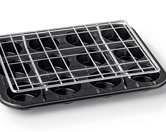 CUCAP muffin pan for 12 muffins with centering aid silicone molds | Non-stick baking tray ideal for cupcakes, muffins | Muffin tin