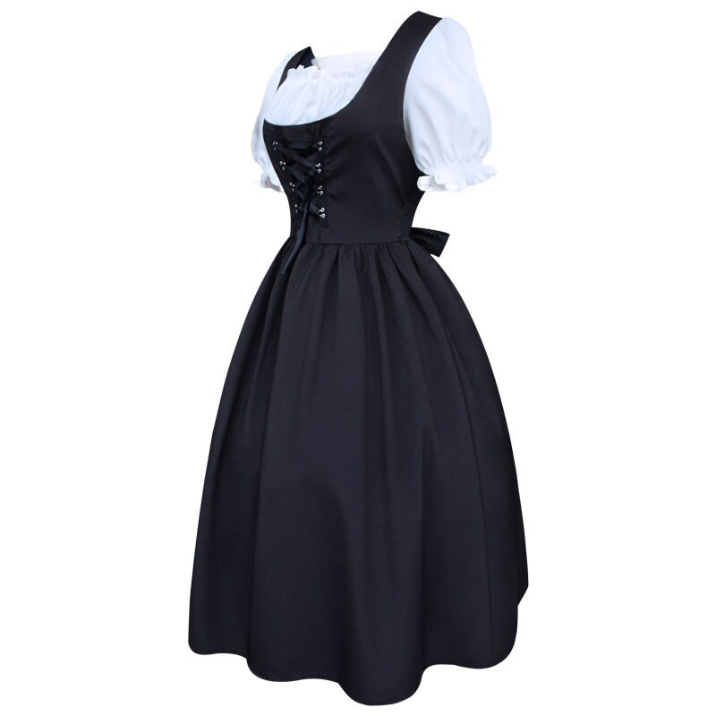 Medieval Womans Black and White Bow Dress, Bavarian Ladys Dress, Royal ...