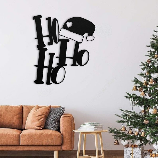 Ho Ho Ho Christmas Metal Sign | Metal Wall Art | Christmas Wall Decor or Christmas Yard Art