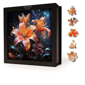 Eco-Friendly Wooden Jigsaw Puzzle with 200 Unique Pieces - Colorful Lily - Perfect Brain Exercise for All Ages, Great Gift Idea