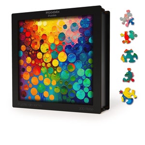 Colorful Wooden Puzzle with 200 Unique Pieces - Rainbow Dots - Relaxing and Challenging Brain Teaser for All Ages, Perfect gift