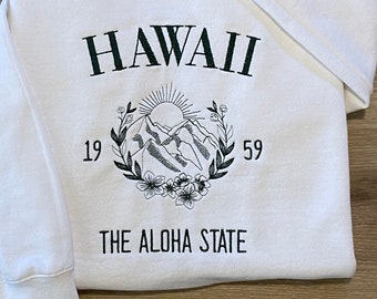 Hawaii The Aloha State Embroidered Crewneck Sweatshirt