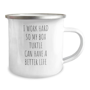 Box turtle camper mug, gift for eastern box turtle owner, best ornate terrapin mom dad funny cup, Birthday Christmas Present from friend