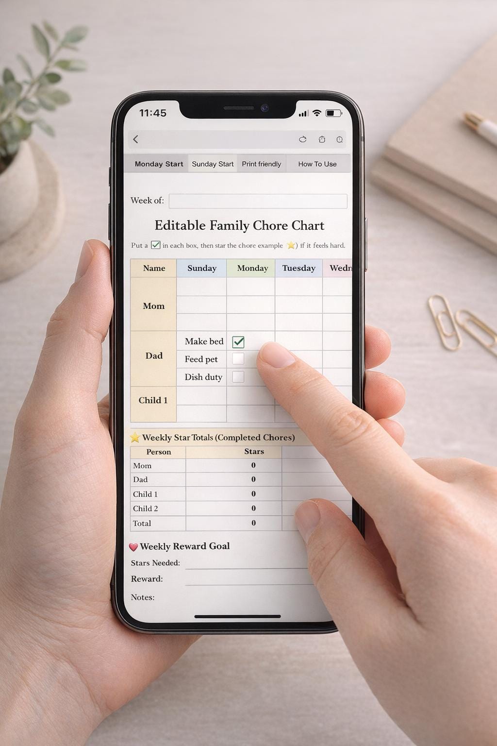 Family Chore Chart Spreadsheet | Editable Weekly Chore Chart for Kids ...