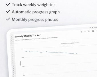 Weekly Weight Tracker Spreadsheet | Weight Loss Progress Chart | Digital Fitness Tracker