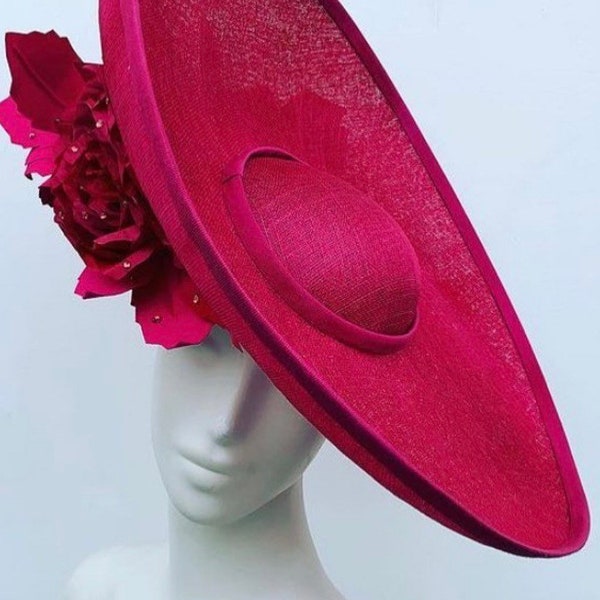 Saucer rose  hat design mother of the bride ascot Cheltenham races wedding guest Kentucky derby wedding guest