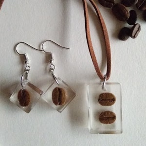 coffee bean bracelet / resin coffee earrings / coffee bean necklace / handmade jewelry / resin art / valentine&#39;s day gift