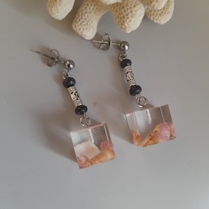 resin earrings / dangle earrings / st. lucia eye shell earrings / lucky charm earrings