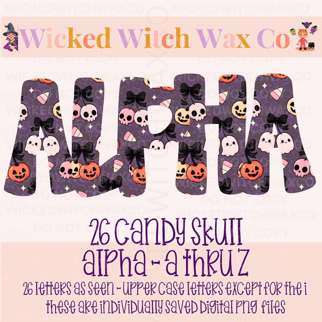 Candy Skull Halloween Alpha | Hand Lettered Alphaset | Hand Lettered ...