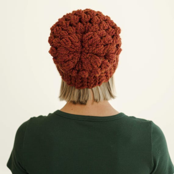 Adult Slouch Hat, Orange Beanie, Women Slouchy Cap, Crochet 