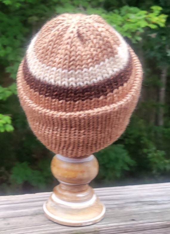Elegant Brown and Cream Knit Hat Free People Colorblock Cozy Up Pom Pom Winter Hat Brown  main image 3